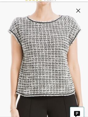 Max Studio Black and White Tweed Short Sleeve Top sz S